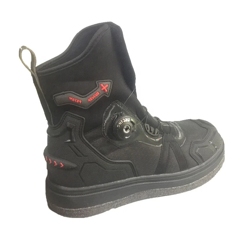 OEM outdoor water sports wading shoes felt spike out sole rock fishing shoes anti slip  customized fast spin lace water rescue