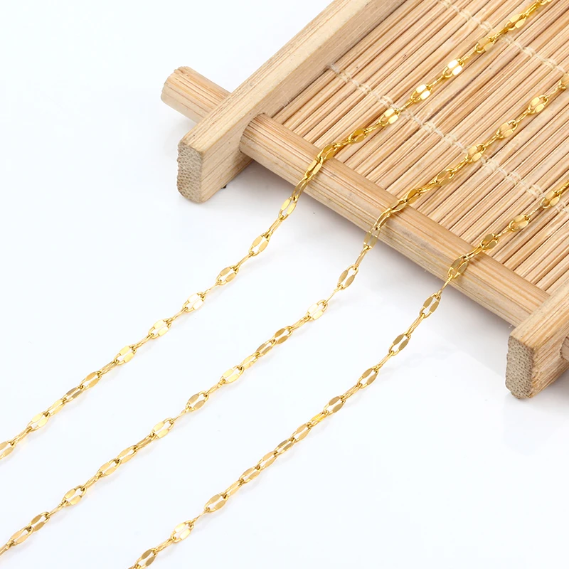 Fashionable Low MOQ Chain 2mm Elegant Lip Mouth Stainless Steel Link Shiny Unique Chain For Making Women Necklace and Bracelets