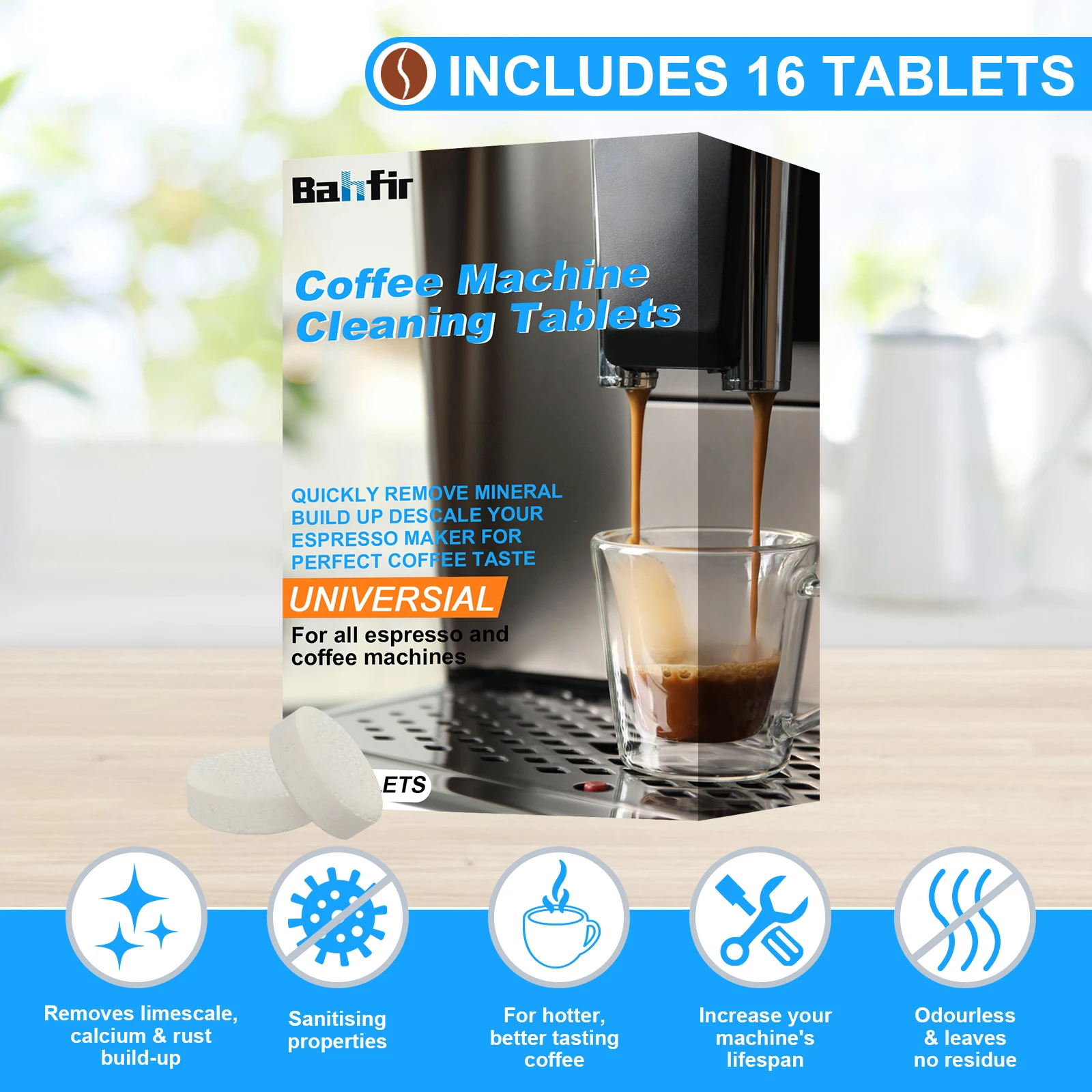 Coffee Machine Cleaner Descaling Tablets 16 Counts Effervescent Tablet