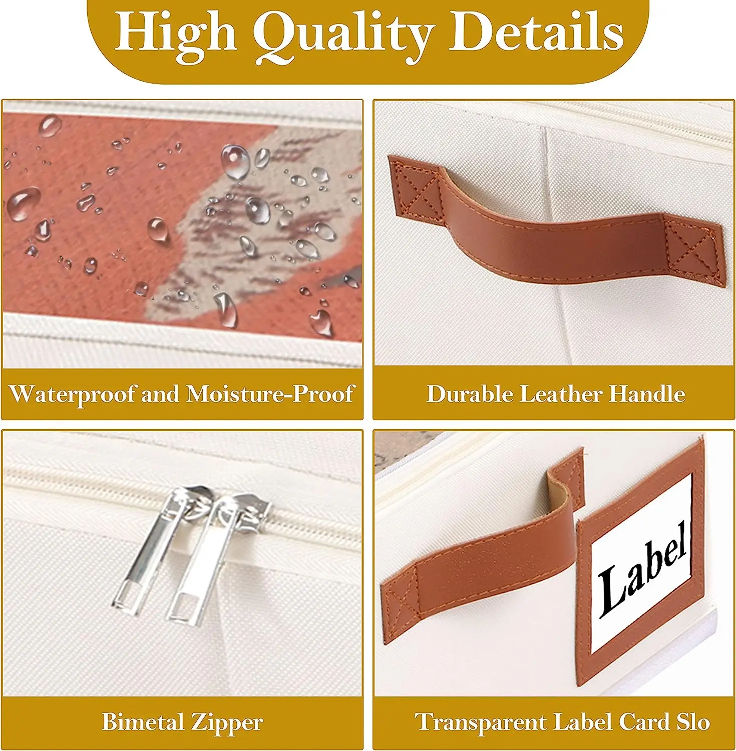 4-Pack Under-Bed Foldable Clothing Organizer Containers with Transparent Windows and 4 Reinforced Handles Bag Storage Solution