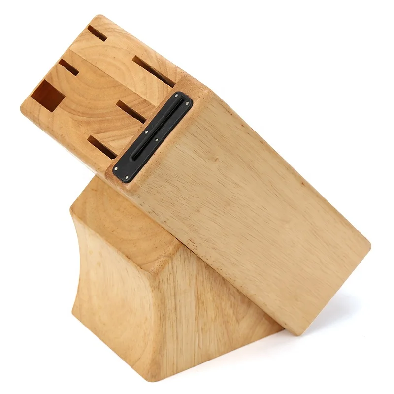 Universal Kitchen Knife Holder Rubber Wood 6 Slots Knife Storage Organizer Block