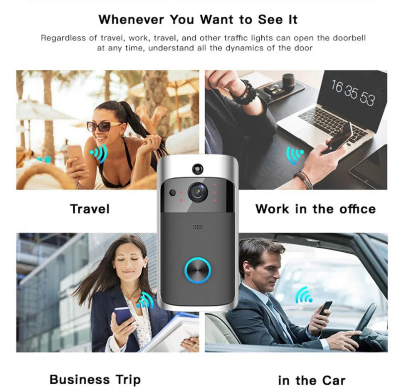 
Home Waterproof Ring Intelligent Doorbell Wireless Wifi Video Camera Intercom Smart Doorbell 