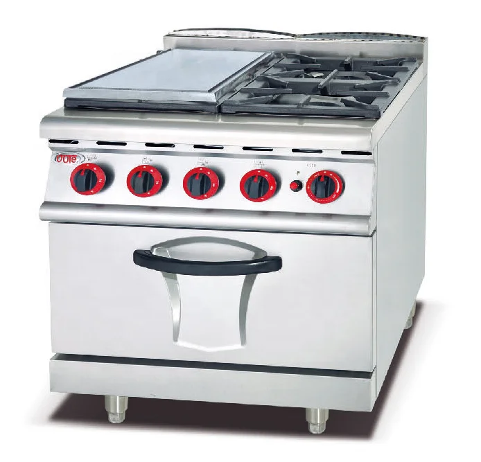 (#700)Industrial Freestanding 4 Burners Gas Range Cooker With Electric Oven(OT-878-4D)