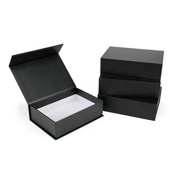 Luxury folding magnetic gift box packaging box underwear clothing packaging black mailer boxes