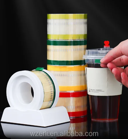 food grade sticker on apparel bag sealing beverage coffee Cup Cover takeaway takeout Sealing Leak proof cup estape easy tape