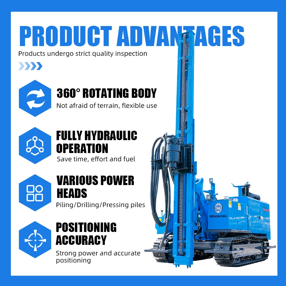 HENGWANG Top Quality Solar Piling Machine for Ground Mount Systems Boost Your Solar Energy Projects Efficiency
