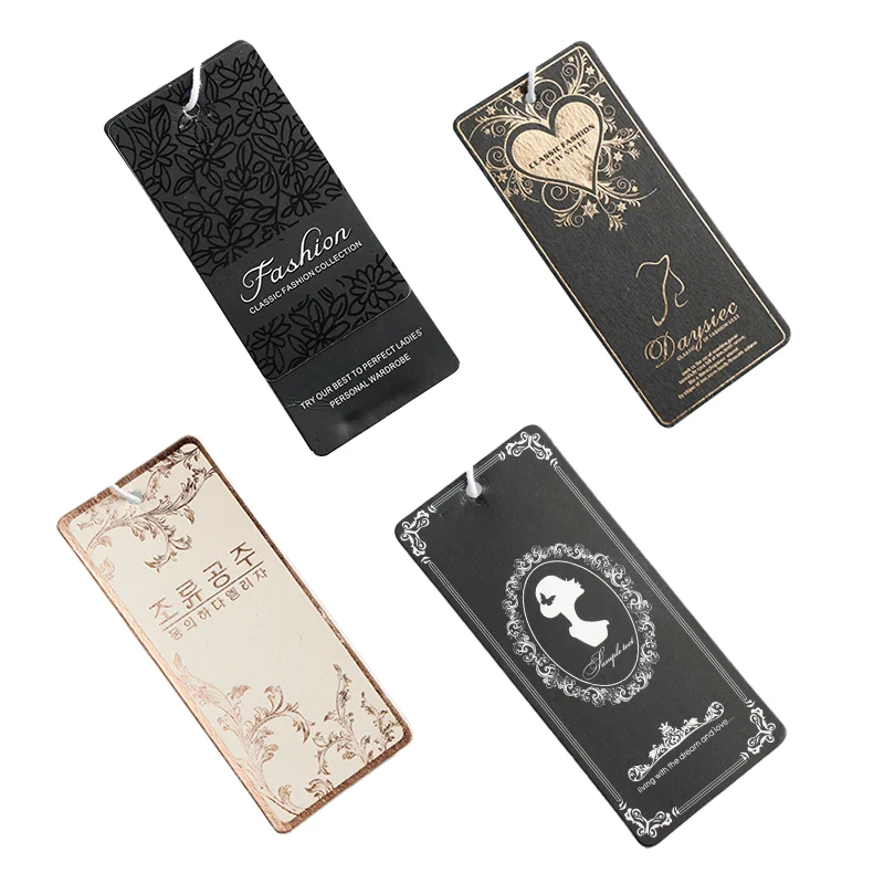 Luxury Popular Custom Design Tags Custom Labels Wholesale for Clothes Hollow Out Printed Embossed Name Logo Paper Sustainable