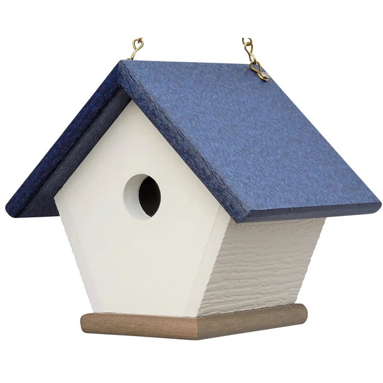 Custom color rustic natural garden handmade hanging solid bird house wooden