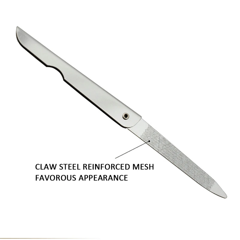 Wholesale metal crafts nail file Metal Color Double sided Stainless steel 7.7cm Portable folding nail file manicure tool