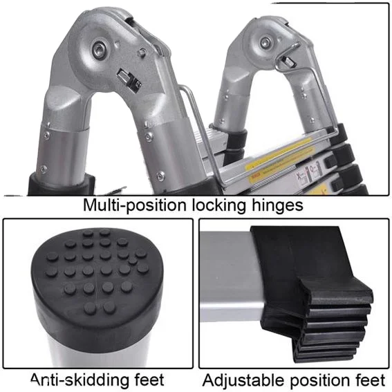 aluminium multipurpose  telescopic ladder, extension folding step ladder