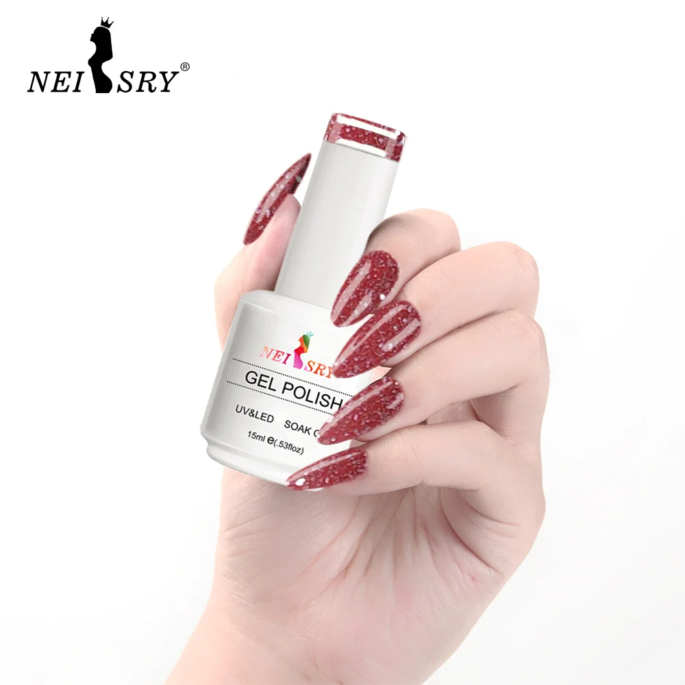 Neiss Professional Wholesale Shiny Lridescent 15ml Ceramic Colorful Bottle Long Lasting Strengthen Bling Nail Gel Glue