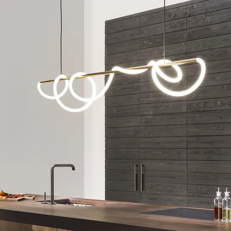 Nordic minimalist luxury chandelier simple line 360-degree luminous living room restaurant bar pendant lamps