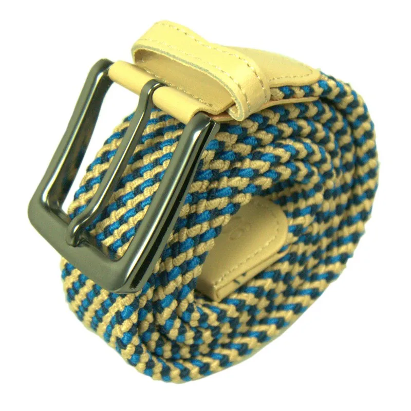 Belt Men Braided Elastane  Colorful Casual Gun Metal Alloy Buckle Wholesale Fashion Stretch Adjustable Belt