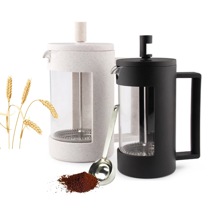 Eco-Friendly French Coffee Press Borosilecate Glass Coffee Plunger French Press Maker BPA Free Wheat Straw French Press For Home