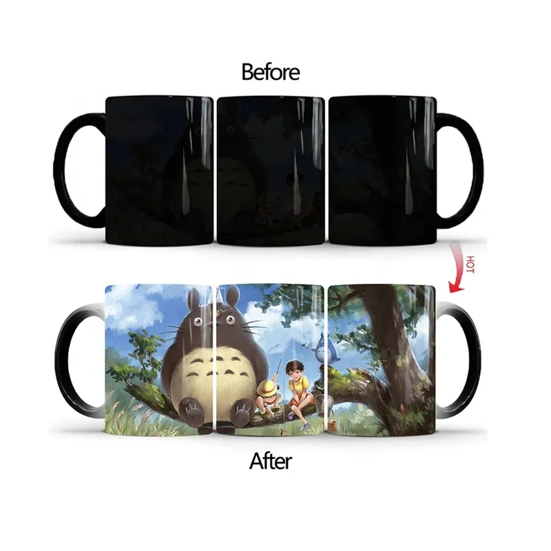 Best Gift for Children New 350ml Cartoon Heat Sensitive Changing Color Ceramic Milk Coffee Mug Drink Hot Water Cup