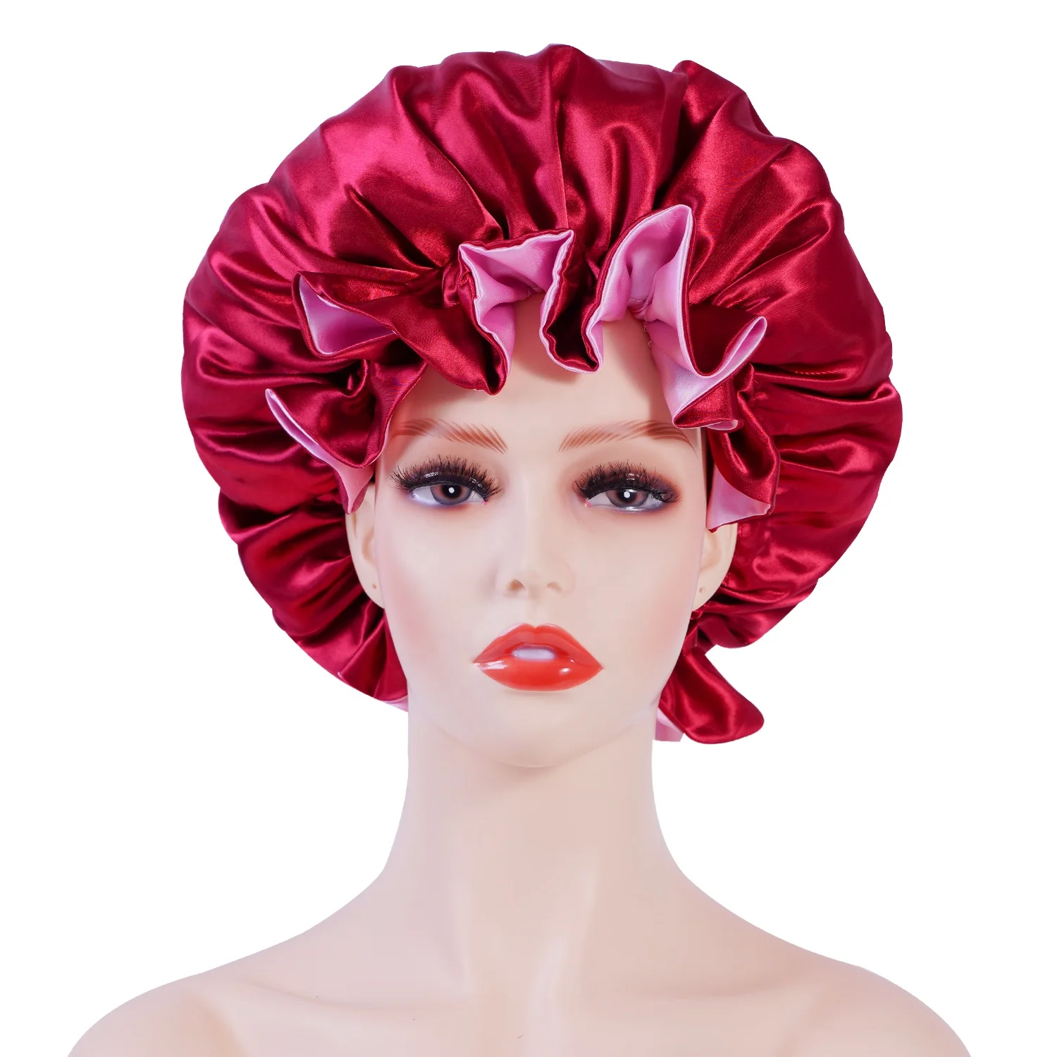 Оптовая продажа, высокое качество, индивидуальный логотип, шелковая шапочка для сна на заказ, цветная двухслойная шапочка из натурального атласа с логотипом, аксессуары