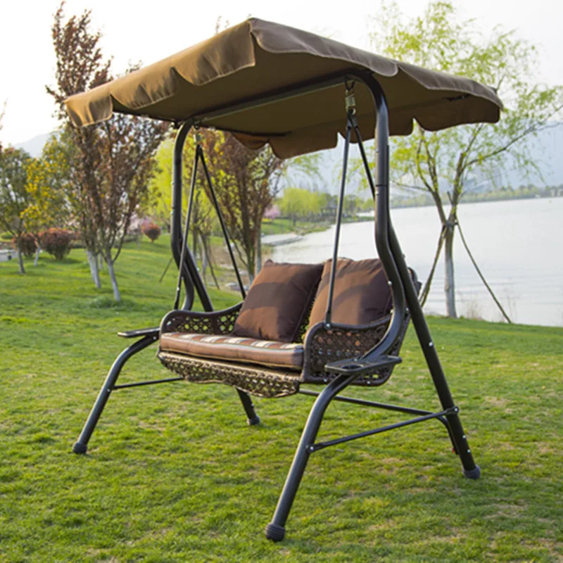 Wholesale Modern Outdoor Furniture Single Seater Metal Frame Patio Rattan Hanging Swing Chairs