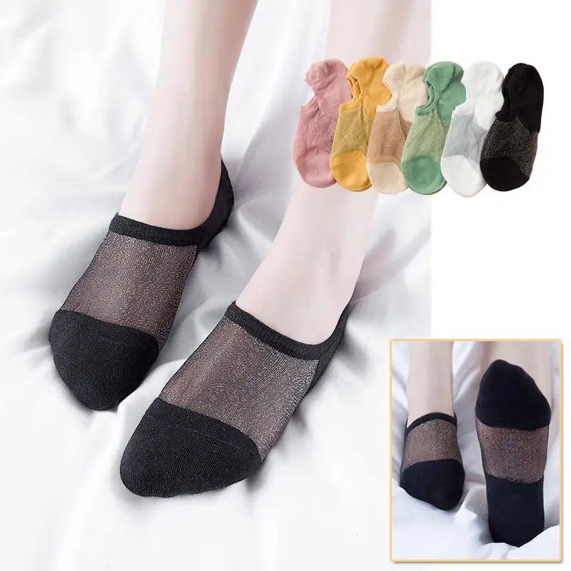 Factory Wholesale Comfortable Summer No Show Girls Lace Mesh Socks Women Silk Socks
