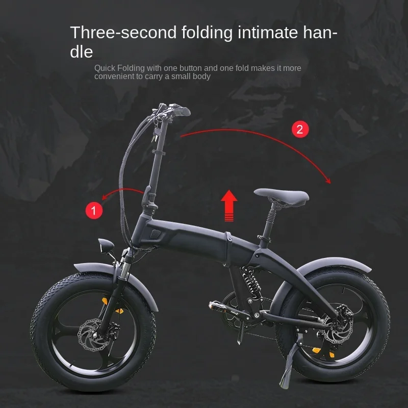 Folding variable speed electric bicycle removable lithium battery mountain electric vehicle belt led night light power car