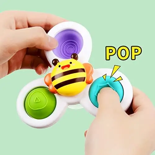 3pcs ABS Sensory Bath Spinners Anti-Stress Suction Cup Toys for Boys & Girls Custom Model Birthday Gifts
