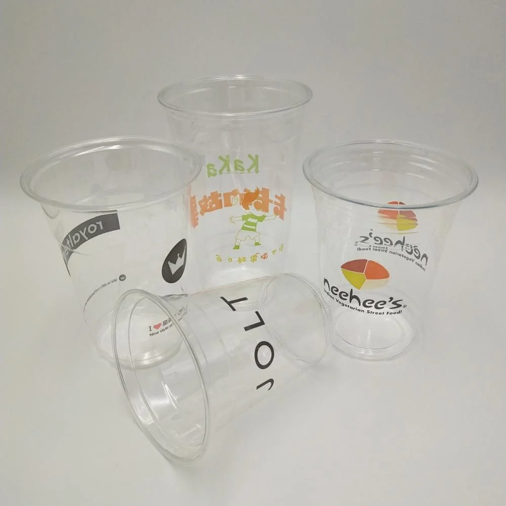 pet cup for pearl milk tea custom disposable U shape cup pet clear U shape cup