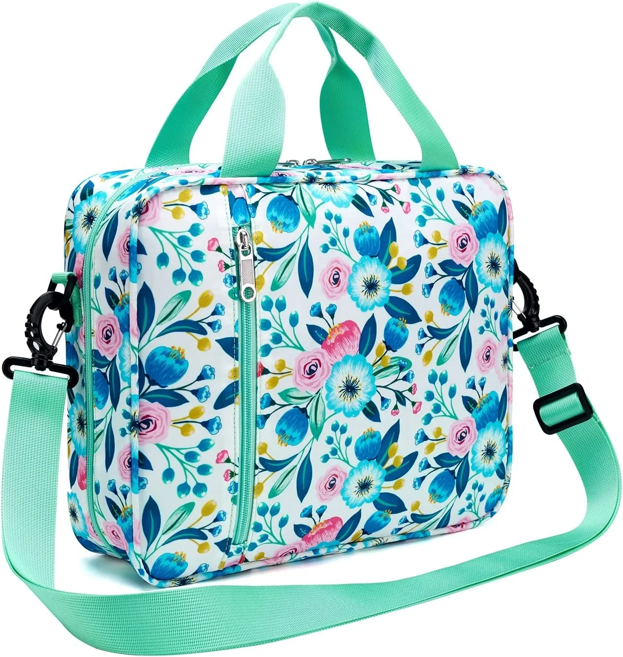 Green Floral  Scripture Case Women Tote Bag Bible Book Bag Bible Cover Protector with Handles Zipper Ld Shoulder Strap