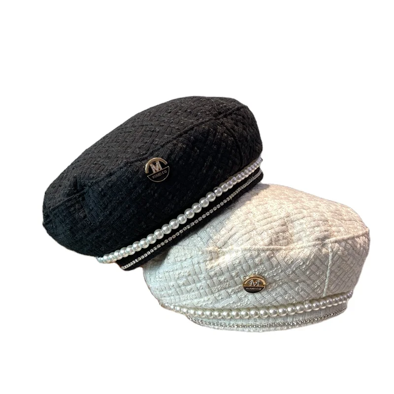 Популярный берет с жемчужинами и стразами, Высококачественная Элегантная стильная шапка художника в наличии