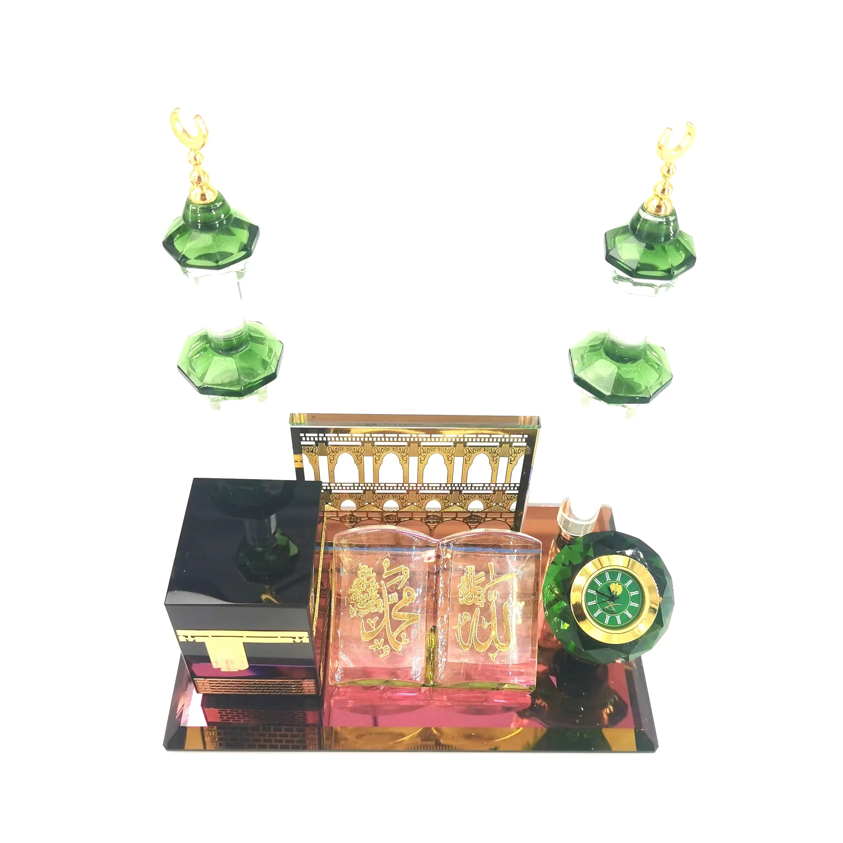Makkah Glasscrystal glass ornament book  clock tower  Islamic customized souvenir for gift crystal craft