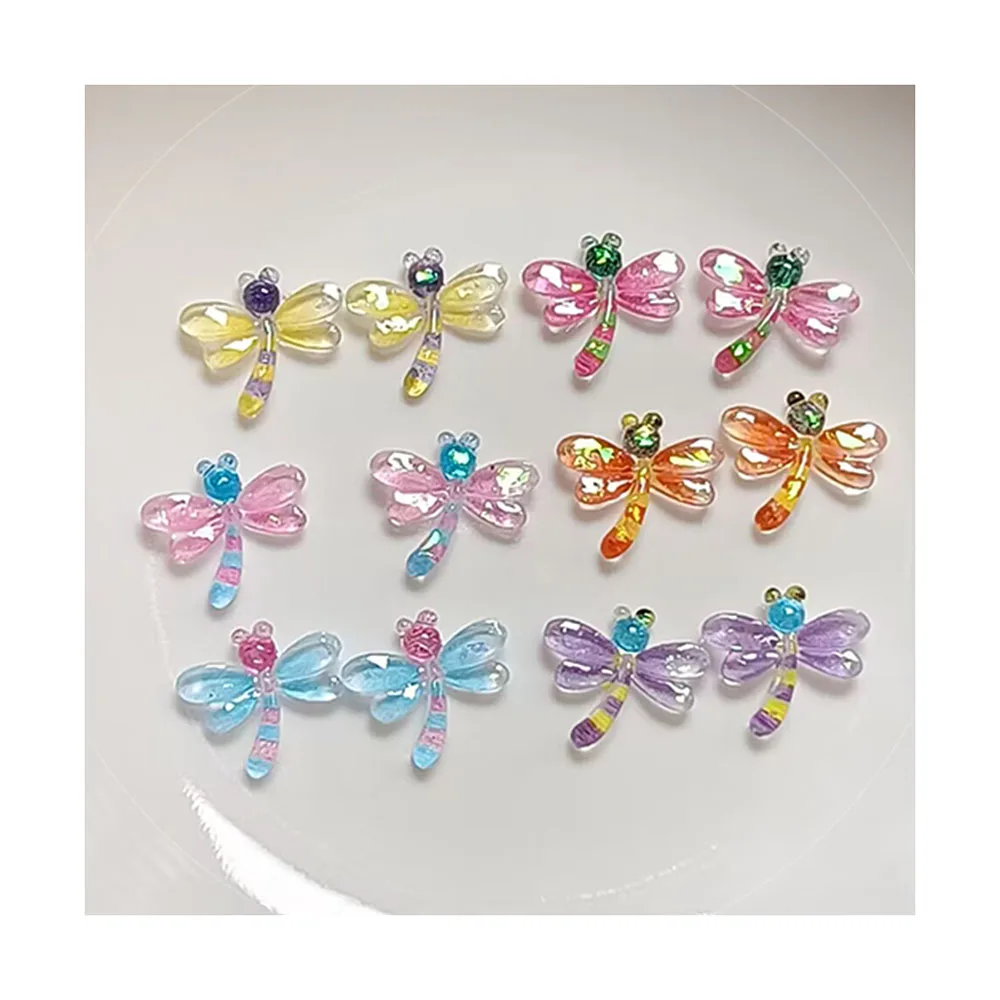 New Nail Art Decor Clear Resin Dragonfly Flat Back Cabochon Jewelry Beads Slime Filler Factory Supply