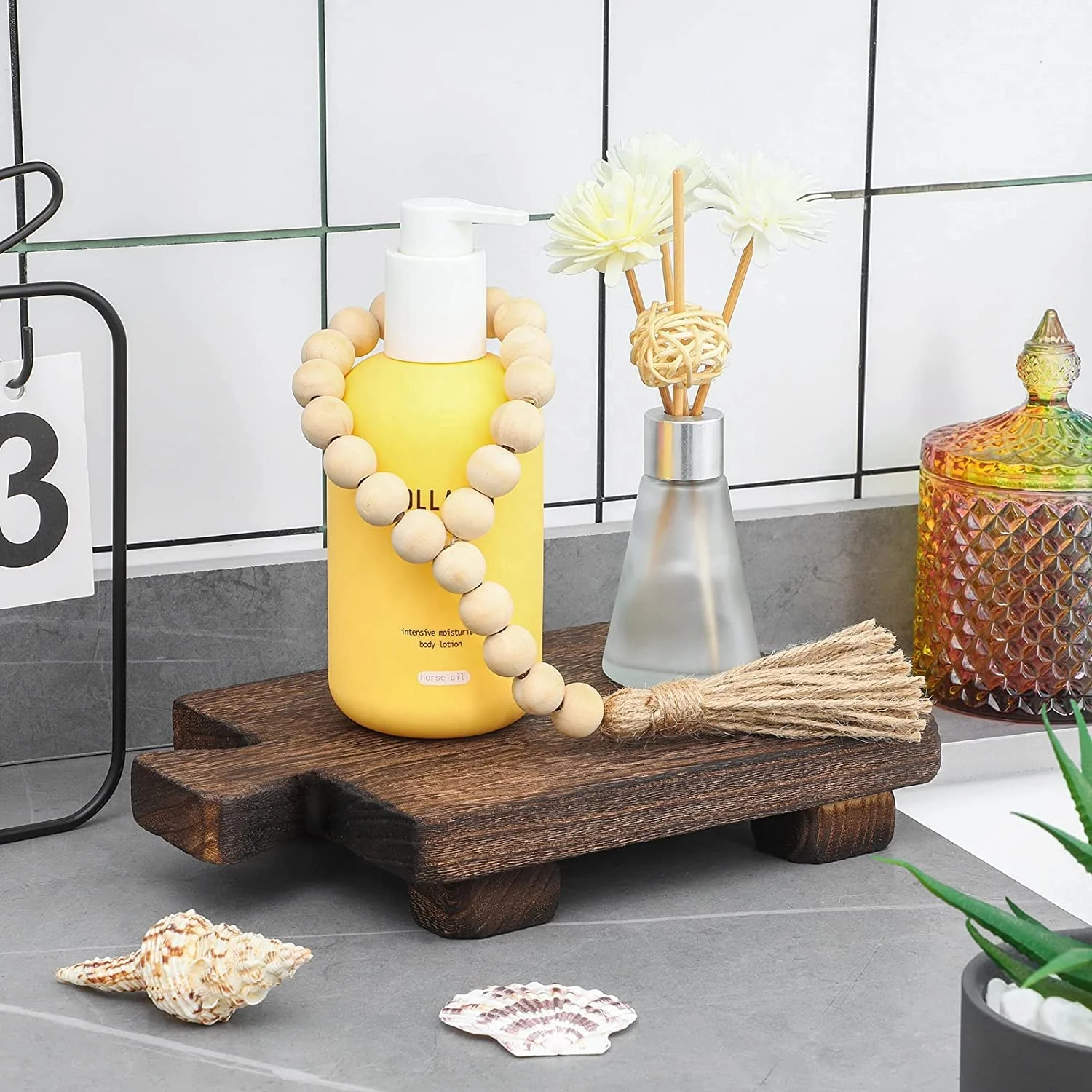 wholesale custom Rustic vintage Wood Pedestal Stand Riser Wood Tray wood risers for display