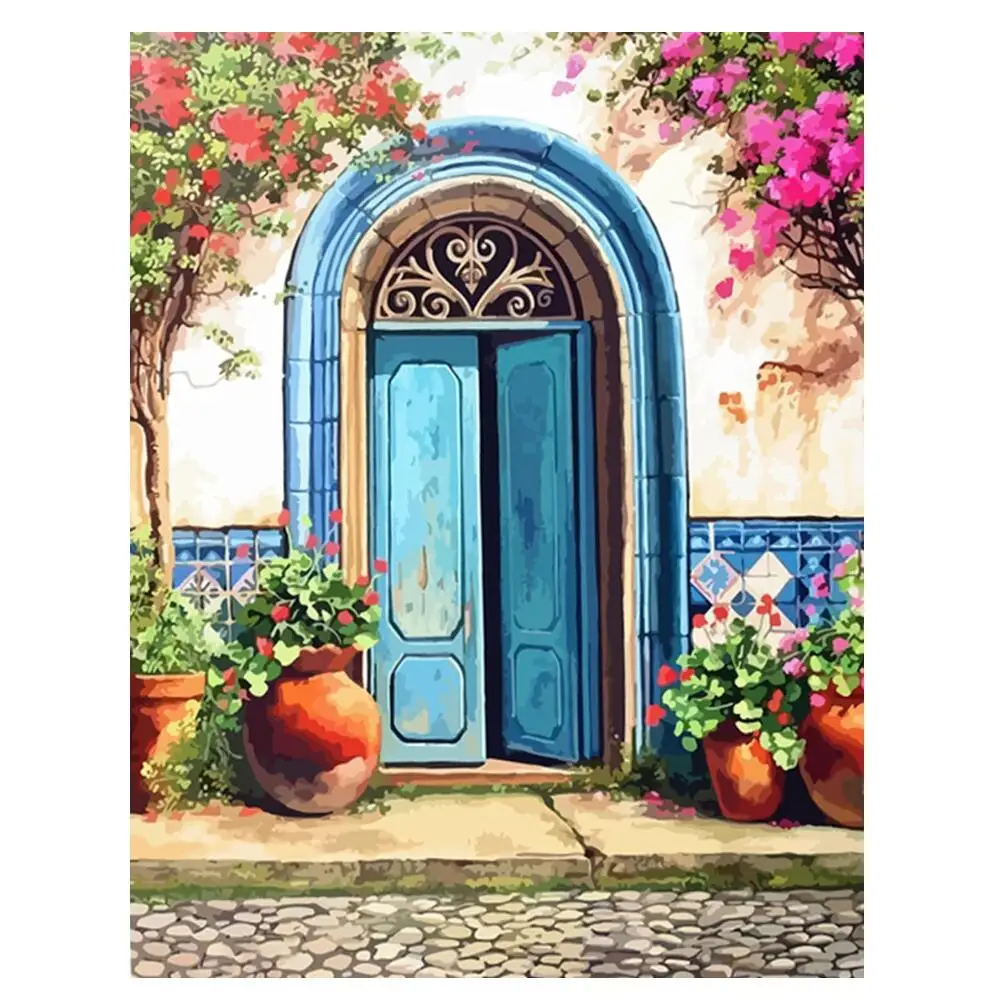 Paint by Numbers Kit beginners digital door landscape painting,DIY canvas numbers
