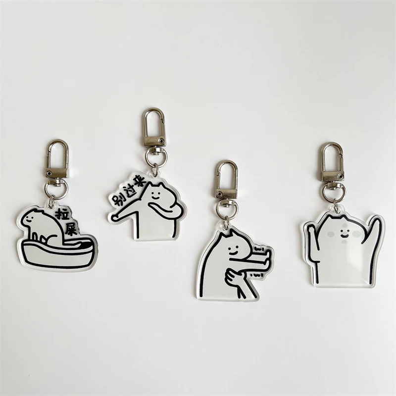 Cartoon Star Shaped Acrylic Fish Panda Duck Dinosaur Etc Small Cut Animal Keychain Pendant Pet doll Keychain Free Sample