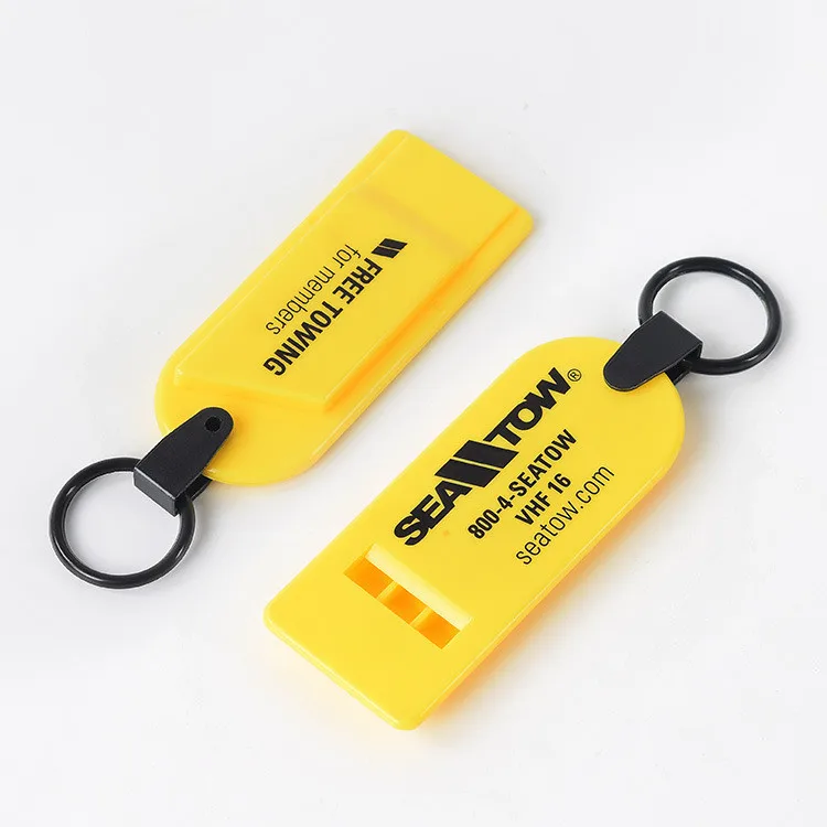 Outdoor plastic emergency three-frequency survival Flat Whistle