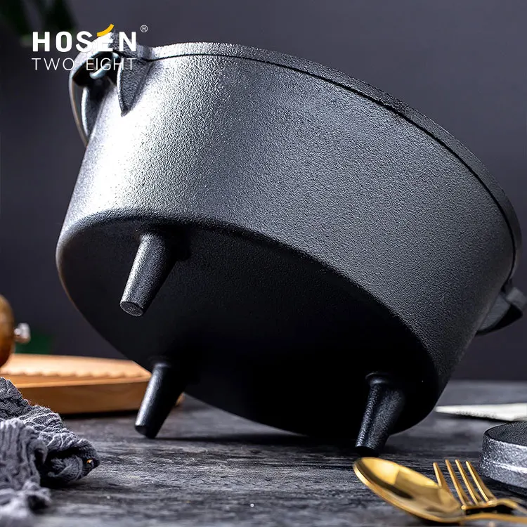 Durable Pre-seasoned Multi 2 In 1 Cooker Pot And Pan Outdoor Camping Dutch Oven Cast Iron Fry Pan Non Stick Cookware