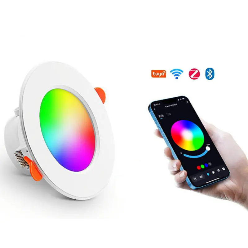 RGB потолочный светильник для украшения помещений утопленный Tuya RGBCW пластиковый 5 Вт 7 2 5/3 5/4 дюйма умный Светодиодный