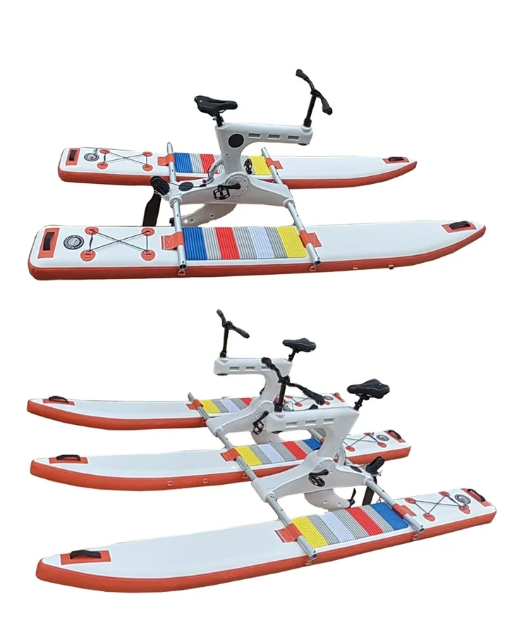 Wholesale Price Inflatable Water Bike Bicycle with Pedals Inflatable PVC Pontoon for Water Bike with Aluminum Frame