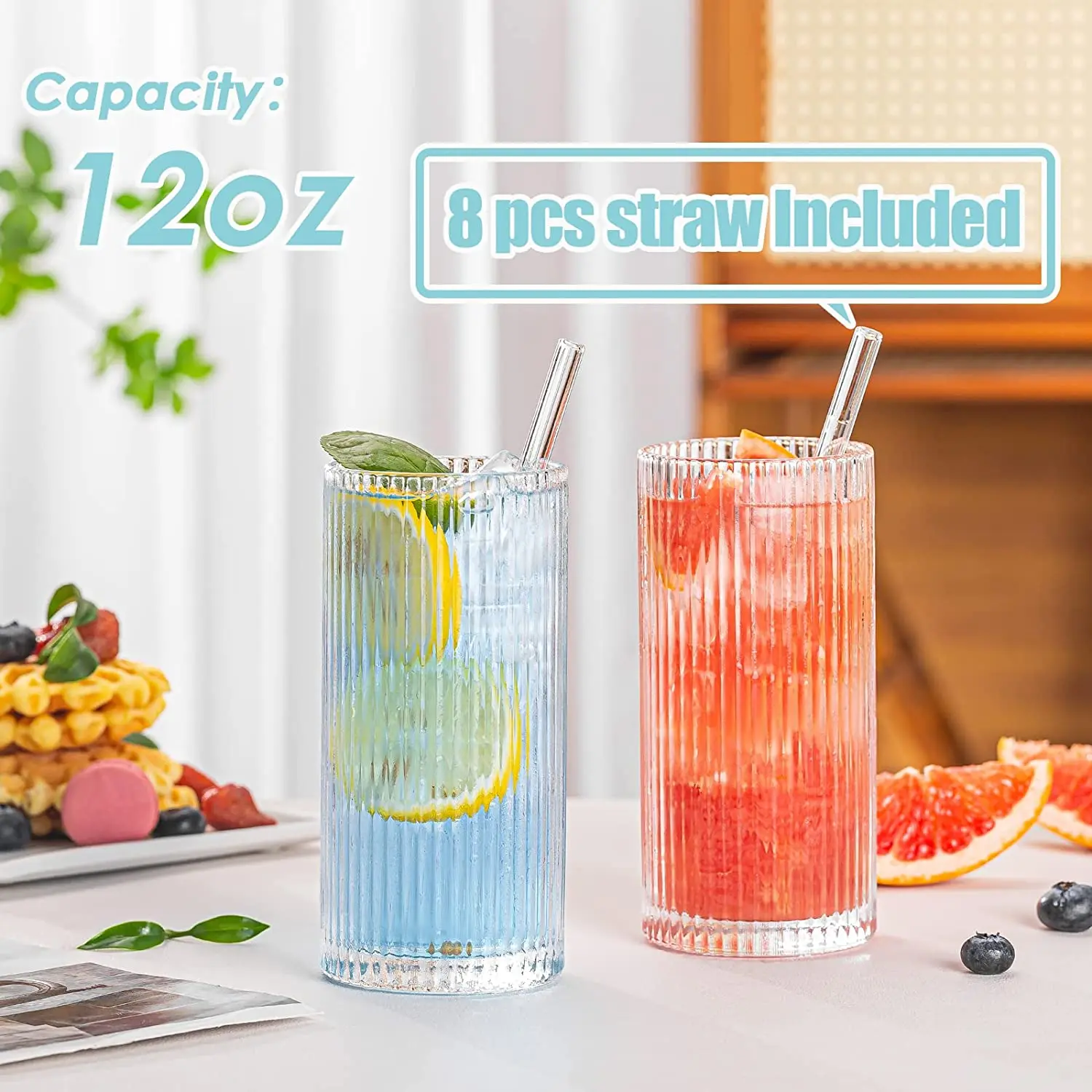 High quality business Reusable juice Glass Cup Christmas Gift Boxes For frinking Glasses Ribbed Glass