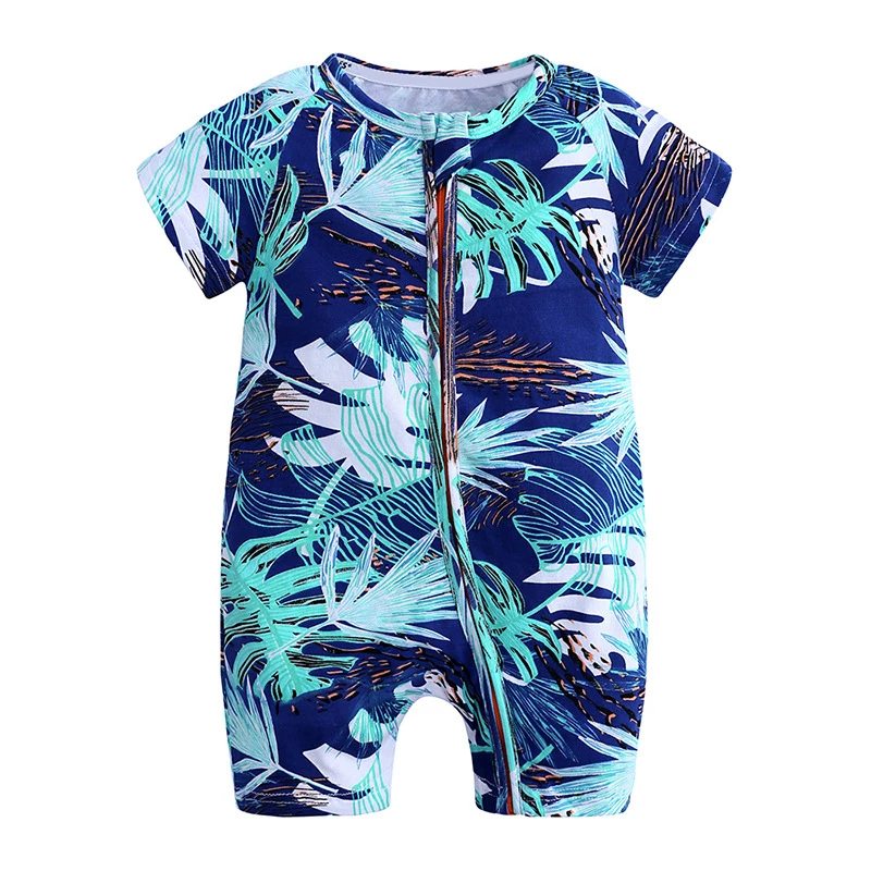 
Summer Baby Boy Short Sleeve Pineapple Pajamas Cartoon Zipper Romper 
