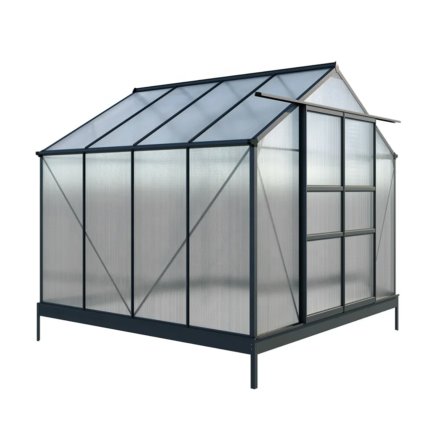 8x8FT tall wall aluminum frame garden agriculture greenhouse kit polycarbonate greenhouses