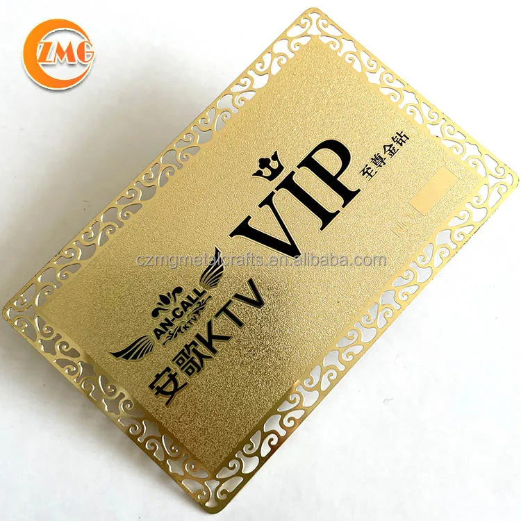Factory Price logo printed/engraved personalized golden metal VIP Visiting Cards