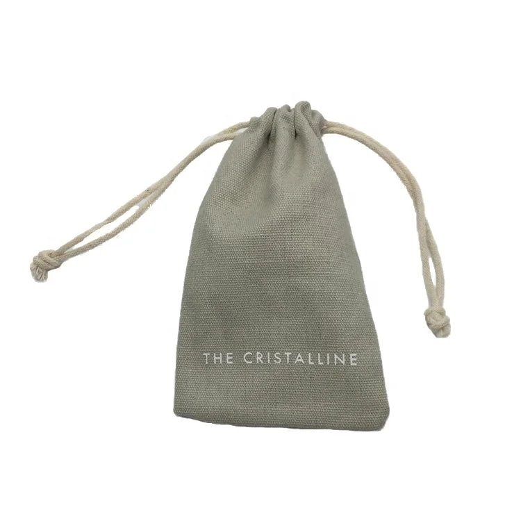 Quality 100% Cotton Drawstring Pouch Gray Canvas Christmas Santa Sacks Bas Wholesale