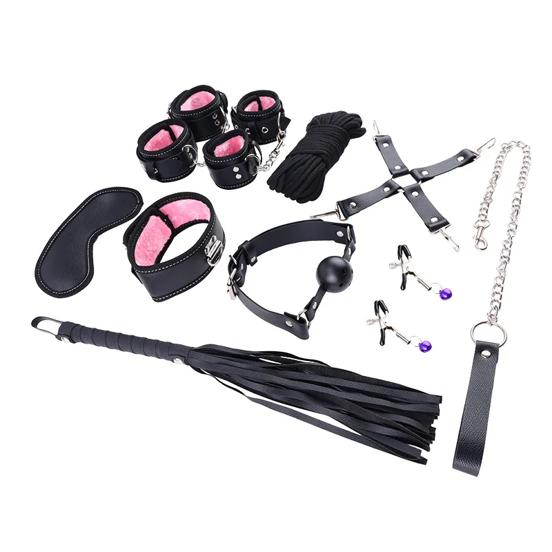 10 Pcs Sexy adult training bondage Restraint set hand and ankle collar torture tool female slave bundled alternative Bdsm toys