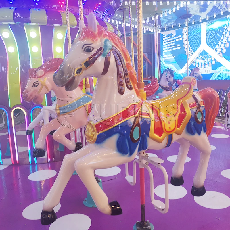 Mini Merry-Go-Round Carousel Ride Three Six Seats Home Shopping Mall Christmas Celebrations Durable Fiberglass Wooden Materials