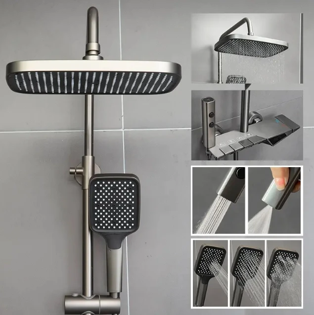Modern Style ABS Chrome Wall Mounted Overhead Shower with High Pressure Chrome Plastic Shower Head Arm for Hotel Bathroom Use