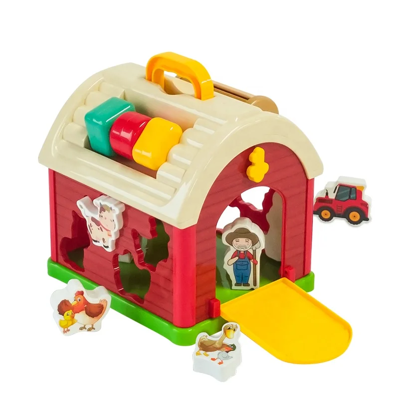 OEM  children Dollhouse Farm Hut Animal Cognitive Pairing Infant Early Education Sensory Busy Board  Multifunctional Farm Toy