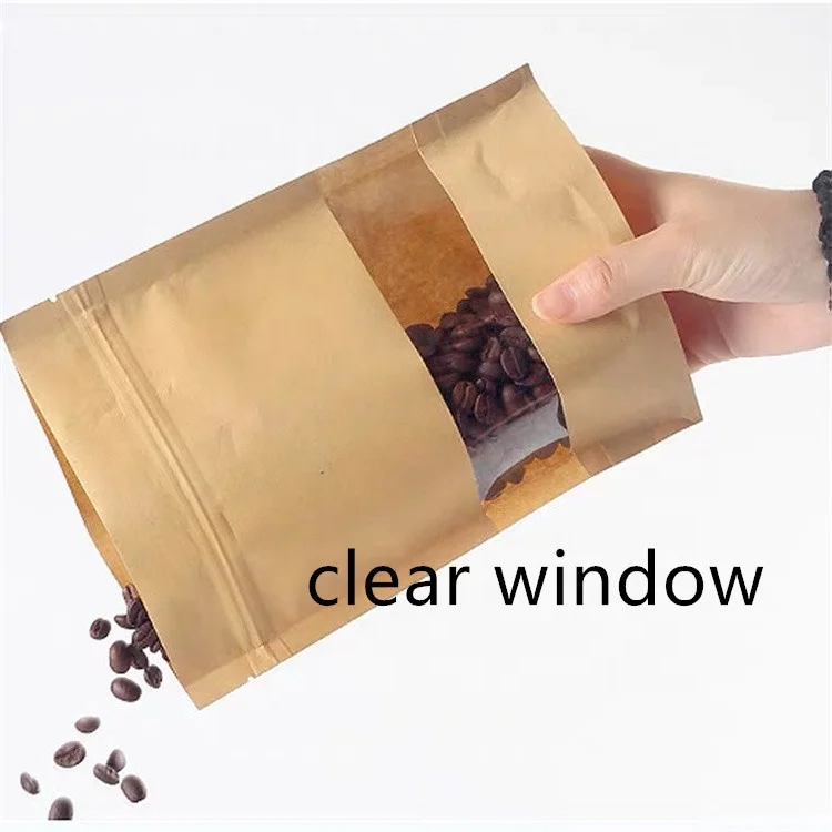 OEM custom printing 500g biodegradable kraft paper zip lock bag for coffee beans