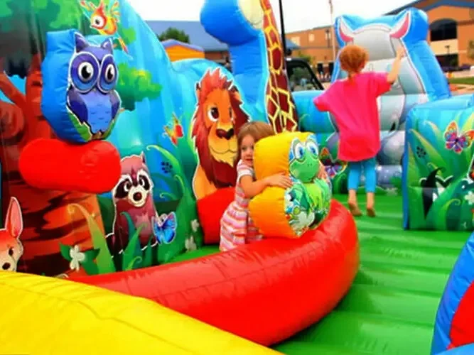 commercial custom moonwalk wild animals combo kingdom inflatable bouncer jumping bouncy castle jumper bounce house with slide