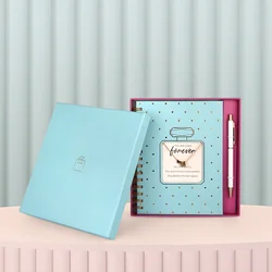 Индивидуальная печатная бумага, персонализированные Необычные розовые золотые цветы, роскошные женские спиральные блокноты формата A5 в твердой обложке с ручкой, подарочный набор