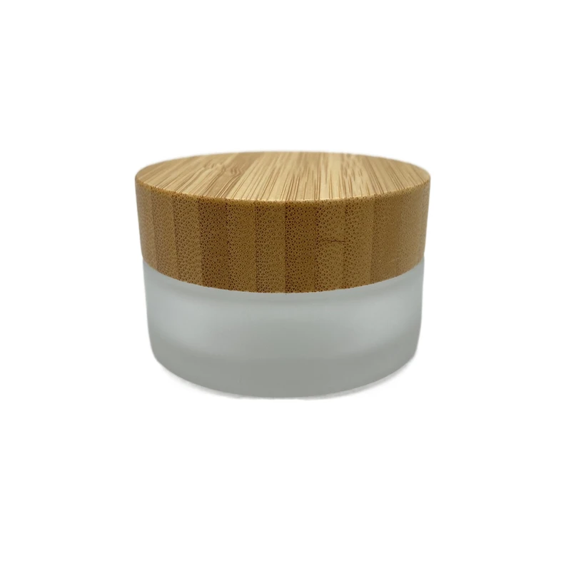 Luxury 50g natural bamboo cosmetic cream  jar/multi-size 15g 30g skincare glass  jar with wooden  cap
