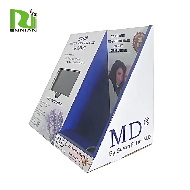 cardboard counter displays with LCD video player paper display cardboard pop display